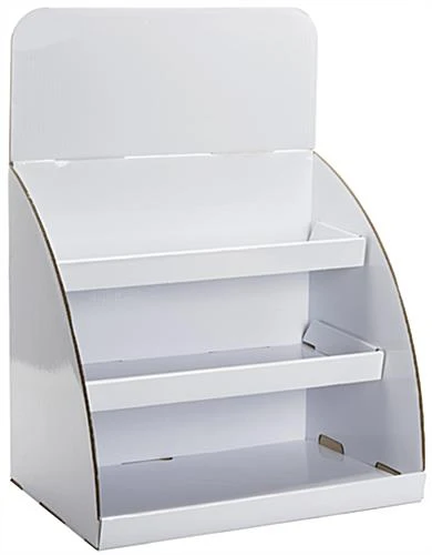 Countertop Cardboard Display, 3 Tiers, Removable Header - White
