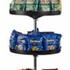 4 Tier Display Rack W/ Rotating Trays, Floorstanding, Top Sign Clip - Black
