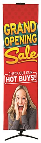 Banner Stand With (2) Custom 24"w Graphics, Adjustable Height, Double Sided - Black