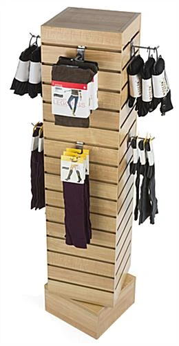 Slatwall Cube Fixture For Floor, 4 Sides, Rotating - Maple - Image 2