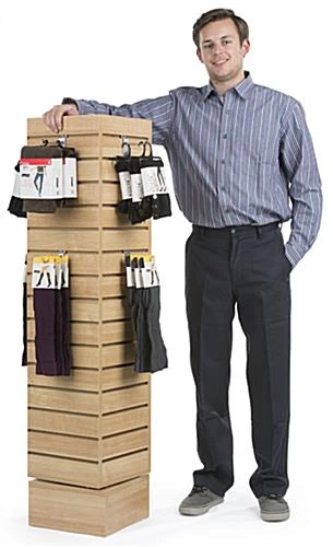 Slatwall Cube Fixture For Floor, 4 Sides, Rotating - Maple - Image 3