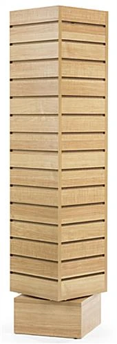 Slatwall Cube Fixture For Floor, 4 Sides, Rotating - Maple