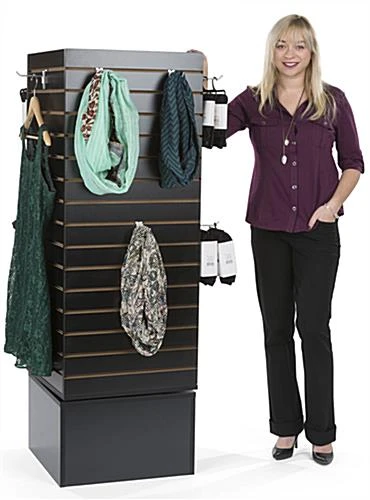 Slatwall Cube Tower For Floor, 4 Sides, Rotating - Black - Image 3