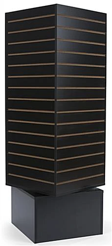 Slatwall Cube Tower For Floor, 4 Sides, Rotating - Black