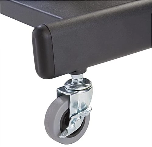 Double-Sided TV Stand W/ 4-Pocket Literature Holder, (2) 32”-65” Screens – Black - Image 4