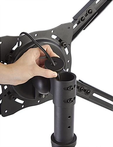 TV Stand W/ Wheels, For 32"-47" Screens, Height-Adjustable, 4-Pocket Lit Rack – Black - Image 3