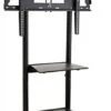 TV Stand For Floor With Wheels, Fits Monitors 40-80", Includes Camera Shelf - Black