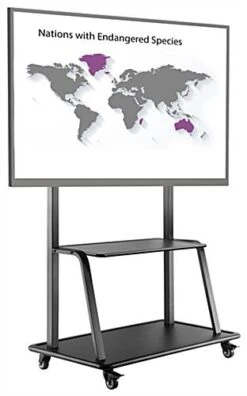 TV Stand W/ Wheels, 60 - 105" Screens, Height Adjustable, 2 AV Shelves - Black