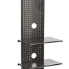 TV Stand For Floor Fits Monitors 37 To 70-In, Metal Shelves, Tilting Bracket - Black