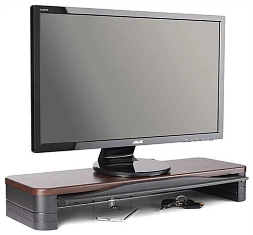 8.4"d UVC Disinfecting Monitor Stand, 3.7" Height - Brown - Image 3