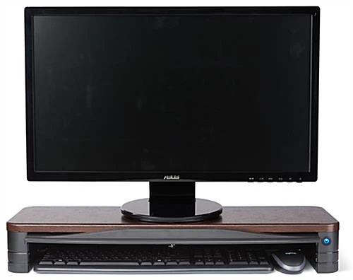 8.4"d UVC Disinfecting Monitor Stand, 3.7" Height - Brown - Image 2