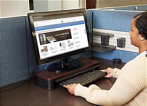 8.4"d UVC Disinfecting Monitor Stand, 3.7" Height - Brown - Image 7