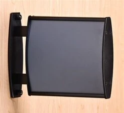 6 X 5.75 Curved Sign Holder For Wall Or Ceiling, Double Sided, Snap-out Lens - Black