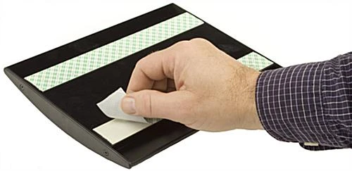 Curved Adhesive Wall Sign Holder. Snap-Out Lens, 6 Name Plates - Black - Image 3