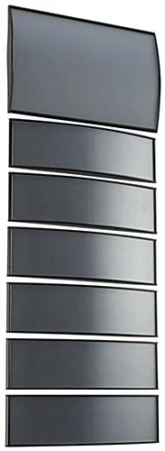 Curved Adhesive Wall Sign Holder. Snap-Out Lens, 6 Name Plates - Black - Image 2