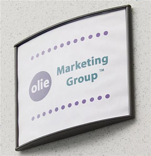 6 X 7.5 Curved Adhesive Wall Sign Holder, Snap-out Lens - Black - Image 2