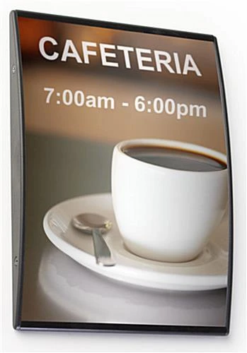 6 X 8.5 Curved Adhesive Wall Sign Holder, Snap-out Lens - Black - Image 3