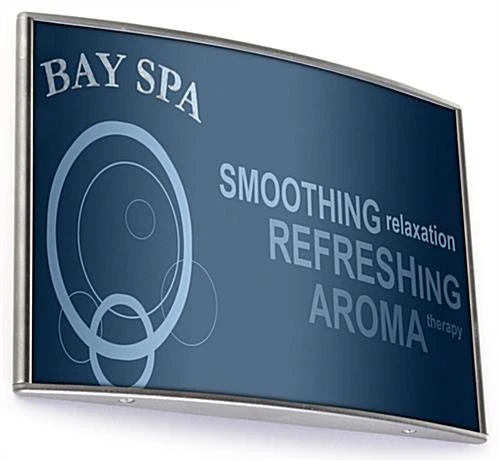 6 X 8.5 Curved Adhesive Wall Sign Holder, Snap-out Lens - Silver - Image 2