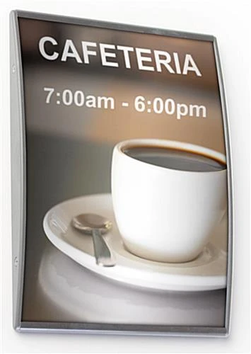 6 X 8.5 Curved Adhesive Wall Sign Holder, Snap-out Lens - Silver