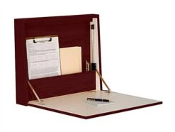Folding Desk Laptop Station For Wall Mount - Red Mahogany