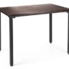 Wooden Retail Table With Metal Legs – Mahogany