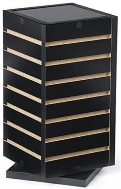 Slatwall Cube Display For Countertop, 4 Sides, Spinning Base - Black