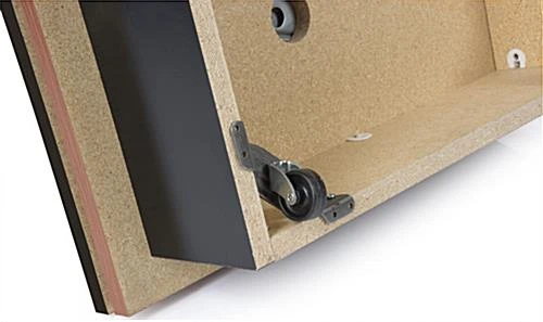 Slatwall Cube Fixture For Floor, 4 Sides, Rotating, Base Wheels - Black - Image 3