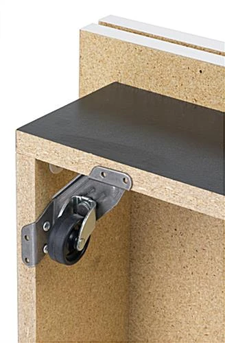 Slatwall Cube Fixture For Floor, 4 Sides, Rotating, Base Wheels - White - Image 4