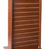 Slatwall Kiosk, I-Shaped, 2 Sides, Rotating, Base Wheels – Cherry