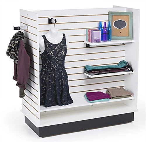 H-Shaped Slatwall Gondola Fixture, Base Wheels - White - Image 2