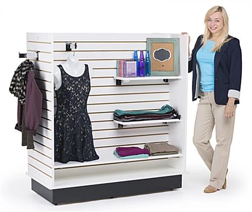 H-Shaped Slatwall Gondola Fixture, Base Wheels - White - Image 3