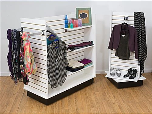 H-Shaped Slatwall Gondola Fixture, Base Wheels - White - Image 5