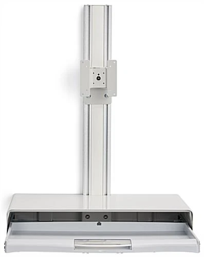 Workstation For Wall, Fits Monitors Up To 43 Inches, Keyboard & Mouse Tray - White - Image 2