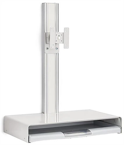 Workstation For Wall, Fits Monitors Up To 43 Inches, Keyboard & Mouse Tray - White