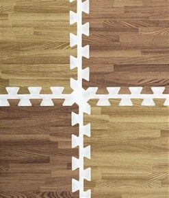 10’ X 10’ Interlocking Foam Mats, 26 Flooring Tiles - Dark & Light Oak Wood Grain