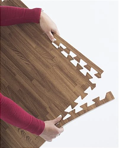 10’ X 10’ Interlocking Foam Mats, 26 Flooring Tiles - Cherry & Dark Oak Wood Grain - Image 6