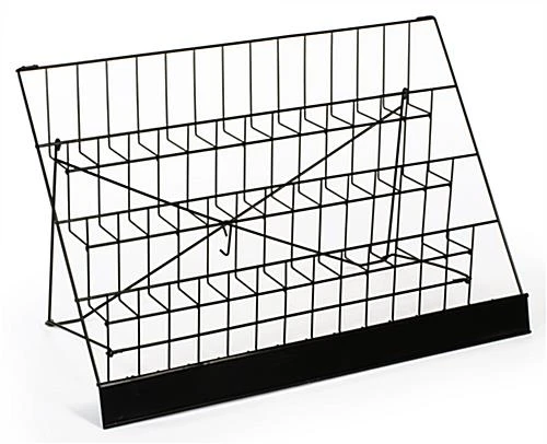 4-Tiered Wire Literature Rack For 4-In & 8.5-In Materials, Tabletop, Header - Black - Image 2