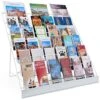 6-Tiered Wire Literature Rack, 4/8.5w, Tabletop, Header - White