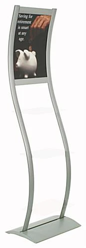 18 X 24 Poster Stand, Top Loading, Curved, Attachments Sold Separately, Silver