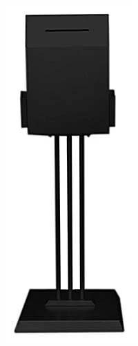 Metal Ballot Box With 2 Side Pockets & Lock, Floorstanding - Black