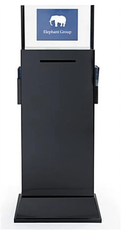 Metal Ballot Box W/ 2 Side Pockets, Lock & 17 X 11 Header, Floorstanding - Black